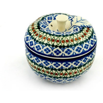 Polish Pottery Apple Shaped Jar 5&quot; Red Berry Delight