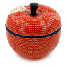 Polish Pottery Apple Shaped Jar 5&quot; Red Sea UNIKAT