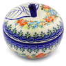 Polish Pottery Apple Shaped Jar 5&quot; Ring Of Flowers UNIKAT