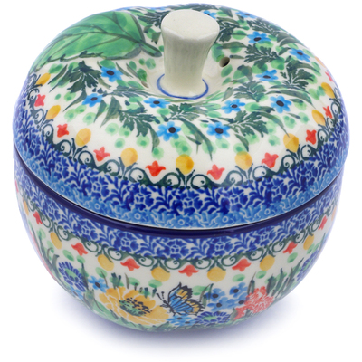 Polish Pottery Apple Shaped Jar 5&quot; Sipping Nectar UNIKAT