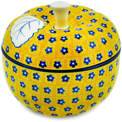 Polish Pottery Apple Shaped Jar 5&quot; Sunshine