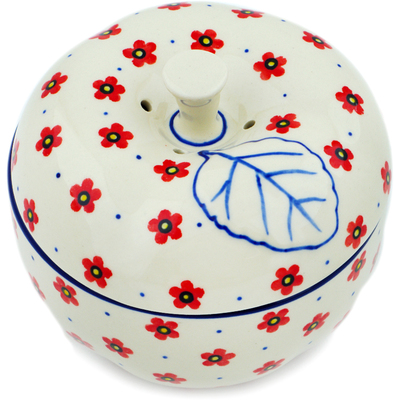 Polish Pottery Apple Shaped Jar 5&quot; Wildflower Burst