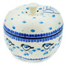 Polish Pottery Apple Shaped Jar 5&quot; Winter Sparrow