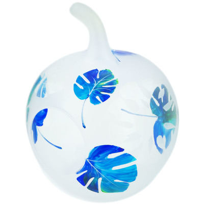 Glass Apple Shaped Jar 9&quot; Frosty Leaves