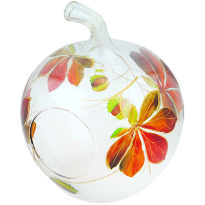 Glass Apple Shaped Jar 9&quot; Orange Fall Glass