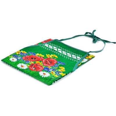 Textile Apron 31&quot; Poppy Garden Green