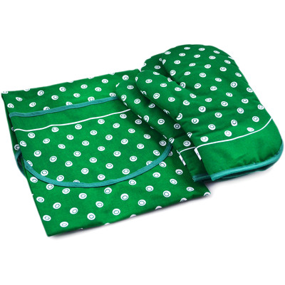 Textile Apron with 2 Mitts Set 29&quot; Green