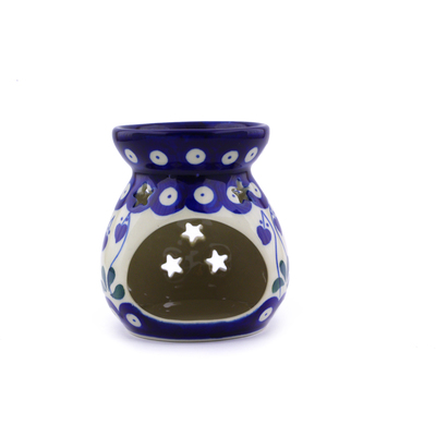 Polish Pottery Aroma Oil Burner Lamp 3&quot; Bleeding Heart Peacock