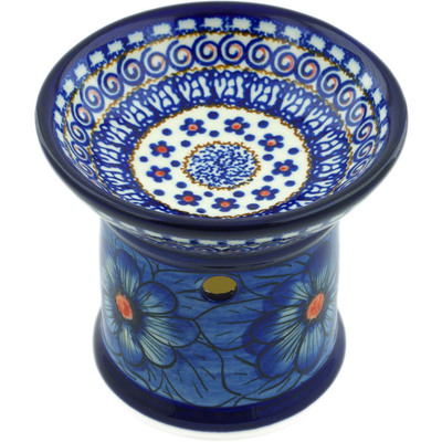 Polish Pottery Aroma Oil Burner Lamp 4&quot; Blue Heaven UNIKAT