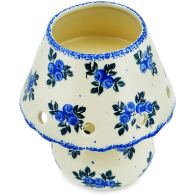 Polish Pottery Aroma Oil Burner Lamp 6&quot; Blue Berry Special UNIKAT
