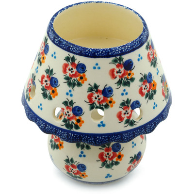 Polish Pottery Aroma Oil Burner Lamp 6&quot; Dancing Flowers UNIKAT