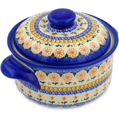 Polish Pottery Baker with Cover 10&quot; Amarillo