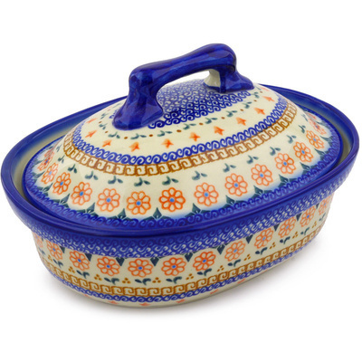 Polish Pottery Baker with Cover 10" Amarillo