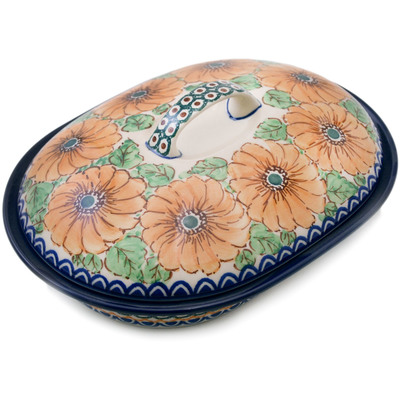 Polish Pottery Baker with Cover 10&quot; August Sunflowers UNIKAT