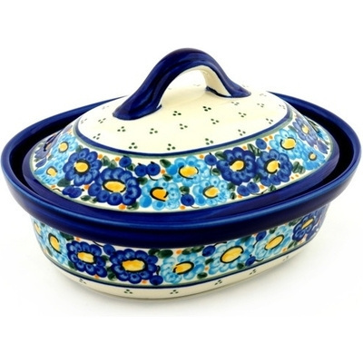 Polish Pottery Baker with Cover 10&quot; Aura