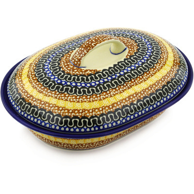 Polish Pottery Baker with Cover 10&quot; Benghal