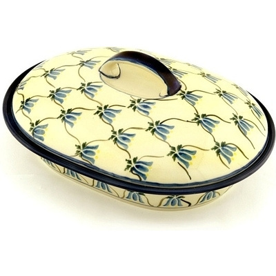 Polish Pottery Baker with Cover 10&quot; Gengham Trellis