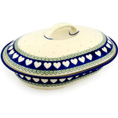 Polish Pottery Baker with Cover 10&quot; Light Hearted
