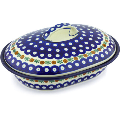 Polish Pottery Baker with Cover 10&quot; Mosquito