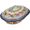 Polish Pottery Baker with Cover 10&quot; Pretty In Bloom UNIKAT