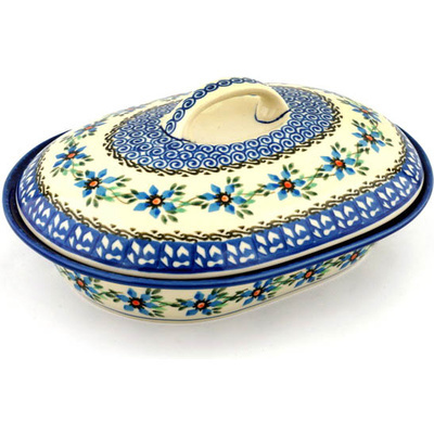 Polish Pottery Baker with Cover 10&quot; Shady Spring
