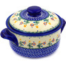 Polish Pottery Baker with Cover 10&quot; Spring Flowers