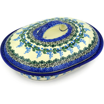Polish Pottery Baker with Cover 10&quot; Wisteria