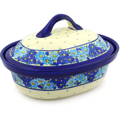 Polish Pottery Baker with Cover 12&quot; Aura