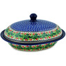 Polish Pottery Baker with Cover 12&quot; Blooming Rowan