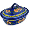 Polish Pottery Baker with Cover 12&quot; Cabbage Roses