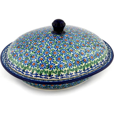 Polish Pottery Baker with Cover 12&quot; Cactus UNIKAT
