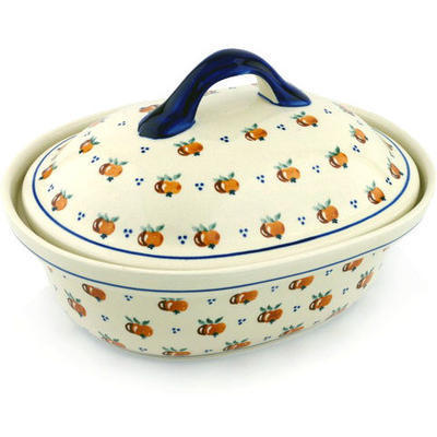 Polish Pottery Baker with Cover 12&quot; Country Apple
