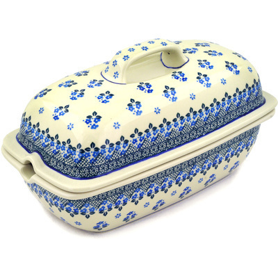 Polish Pottery Baker with Cover 12&quot; Dots Of Daisies