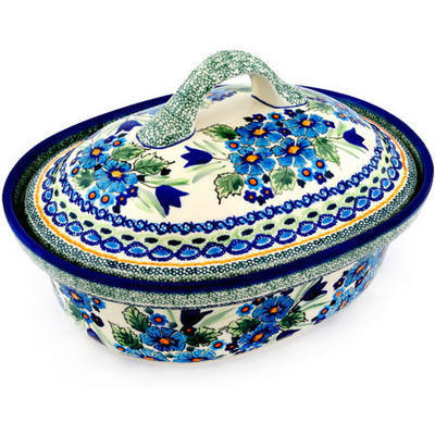 Polish Pottery Baker with Cover 12&quot; Evangeline UNIKAT