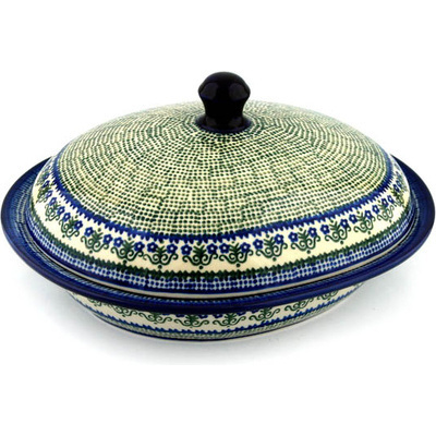 Polish Pottery Baker with Cover 12&quot; Fanciful Daisy