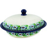 Polish Pottery Baker with Cover 12&quot; Green Flora