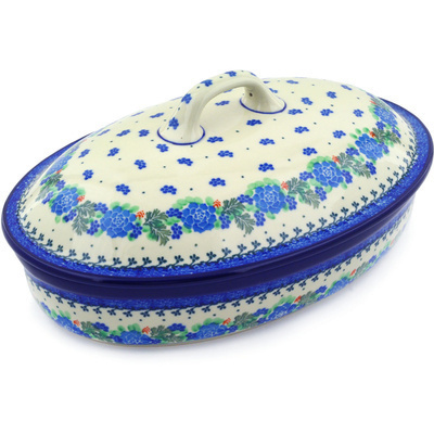 Polish Pottery Baker with Cover 12&quot;