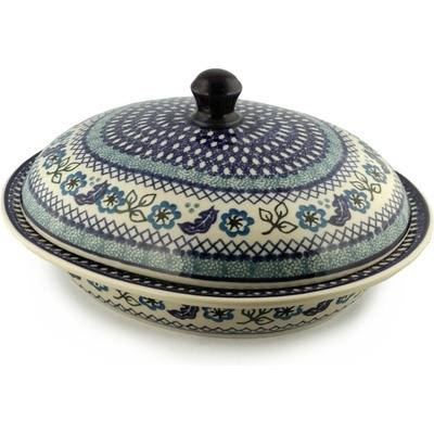 Polish Pottery Baker with Cover 12&quot;