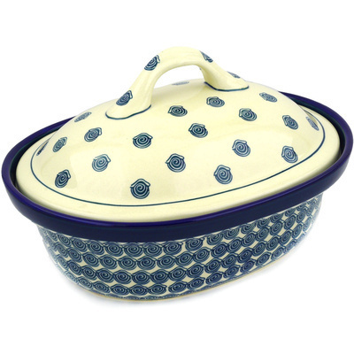 Polish Pottery Baker with Cover 12&quot;