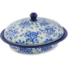 Polish Pottery Baker with Cover 12&quot; Rainy Garden UNIKAT
