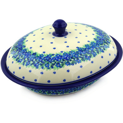 Polish Pottery Baker with Cover 12&quot; Ring Of Garland