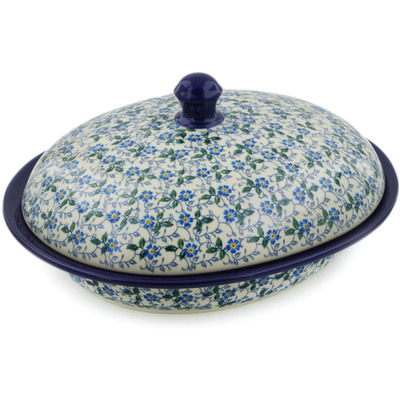 Polish Pottery Baker with Cover 12&quot; Summer Wind
