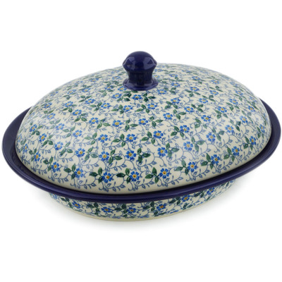 Polish Pottery Baker with Cover 12" Summer Wind