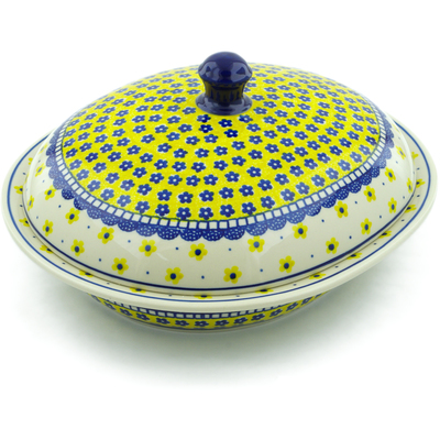 Polish Pottery Baker with Cover 12&quot; Sunshine