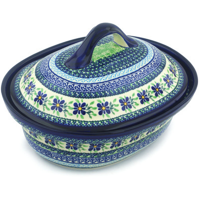 Polish Pottery Baker with Cover 12&quot; Sweet Violet