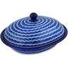 Polish Pottery Baker with Cover 12&quot; Totally Wavy