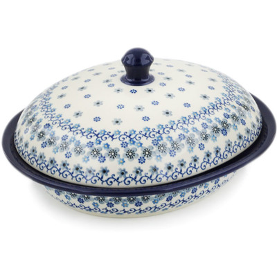 Polish Pottery Baker with Cover 12&quot; Winter Vinery