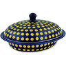 Polish Pottery Baker with Cover 12&quot; Yellow Dots