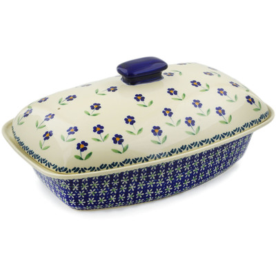 Polish Pottery Baker with Cover 13&quot; Mariposa Lily