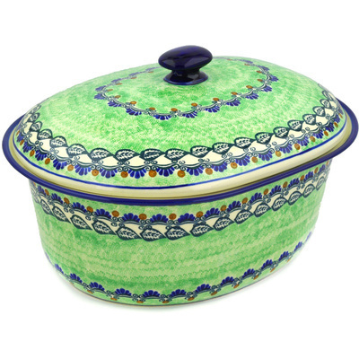 Polish Pottery Baker with Cover 14&quot;